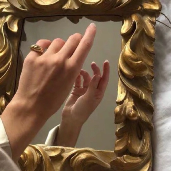 Gold Dome Croissant Signet Stackable Band Ring - Picture 6 of 8